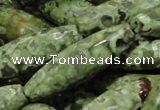 CRH71 15.5 inches 12*40mm faceted rice rhyolite beads wholesale