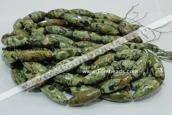 CRH72 15.5 inches 15*40mm faceted rice rhyolite beads wholesale