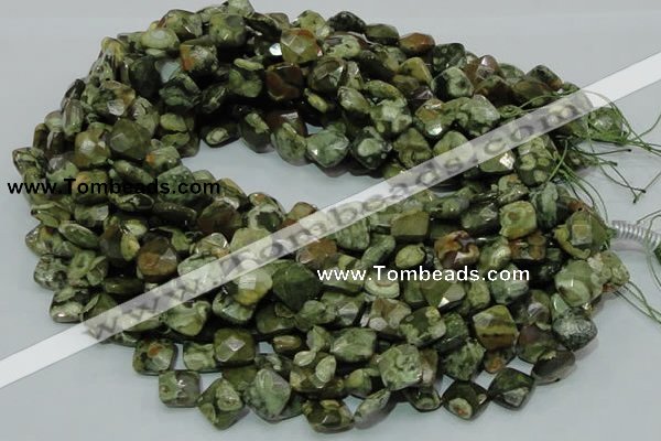 CRH73 15.5 inches 12*12mm faceted rhombic rhyolite beads wholesale