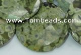 CRH88 15.5 inches 40mm faceted flat round rhyolite beads wholesale