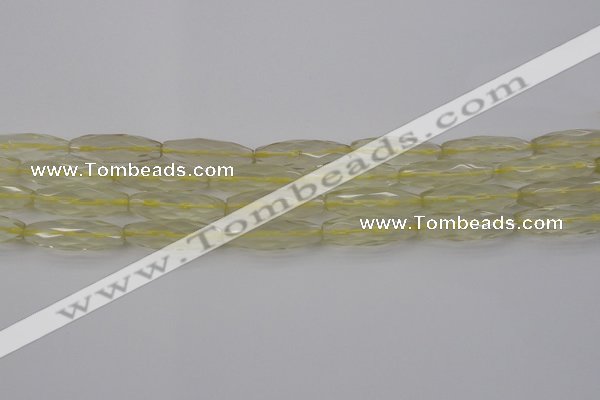 CRI03 15.5 inches 10*30mm faceted rice lemon quartz beads wholesale