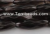 CRI06 15.5 inches 10*30mm faceted rice smoky quartz beads wholesale