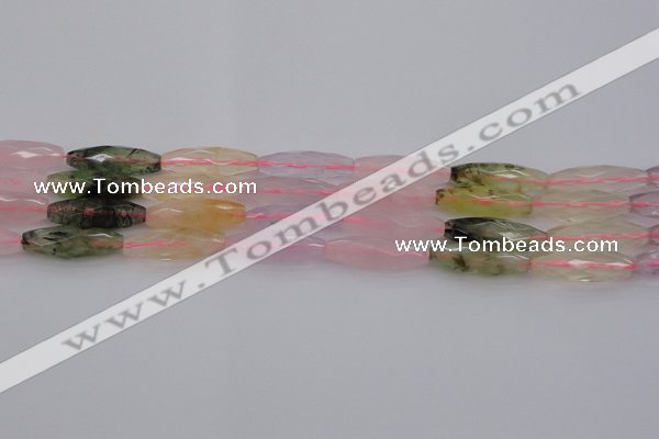 CRI08 15.5 inches 10*30mm faceted rice mixed quartz beads