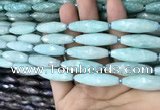 CRI110 15.5 inches 10*30mm faceted rice amazonite gemstone beads