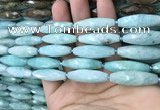 CRI111 15.5 inches 10*30mm faceted rice amazonite gemstone beads