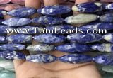 CRI121 15.5 inches 10*30mm faceted rice sodalite gemstone beads