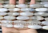 CRI124 15.5 inches 10*30mm faceted rice agate gemstone beads