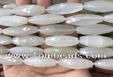 CRI135 15.5 inches 10*30mm faceted rice moonstone gemstone beads