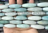 CRI142 15.5 inches 10*30mm faceted rice amazonite gemstone beads