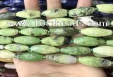 CRI149 15.5 inches 10*30mm faceted rice green chrysotine beads