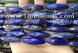 CRI151 15.5 inches 10*30mm faceted rice lapis lazuli beads