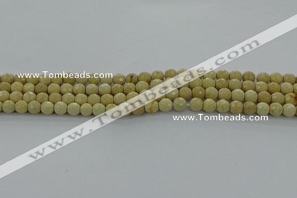 CRI210 15.5 inches 4mm faceted round riverstone beads wholesale