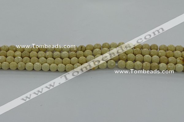 CRI211 15.5 inches 6mm faceted round riverstone beads wholesale