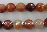 CRJ254 15.5 inches 12mm faceted round red jade gemstone beads