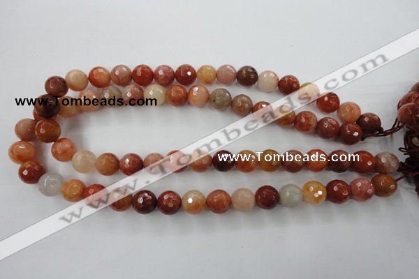 CRJ254 15.5 inches 12mm faceted round red jade gemstone beads