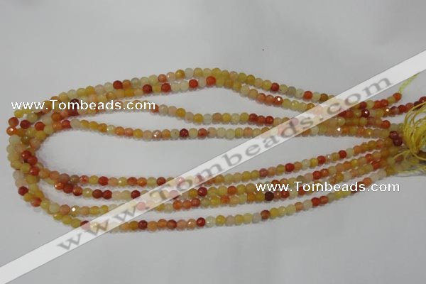 CRJ400 15.5 inches 4mm faceted round red & yellow jade beads