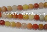 CRJ401 15.5 inches 6mm faceted round red & yellow jade beads