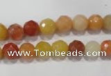 CRJ402 15.5 inches 8mm faceted round red & yellow jade beads