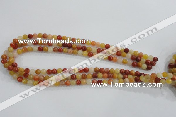 CRJ412 15.5 inches 6mm round red & yellow jade beads wholesale