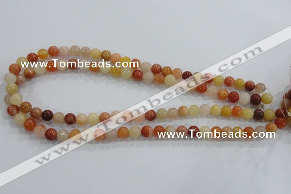 CRJ413 15.5 inches 8mm round red & yellow jade beads wholesale