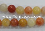 CRJ415 15.5 inches 12mm round red & yellow jade beads wholesale