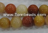 CRJ416 15.5 inches 14mm round red & yellow jade beads wholesale