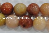 CRJ417 15.5 inches 16mm round red & yellow jade beads wholesale