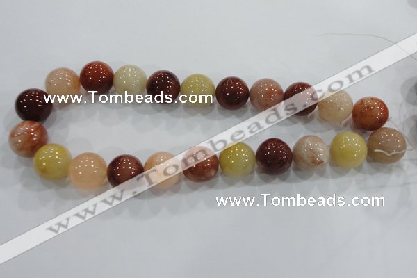 CRJ418 15.5 inches 18mm round red & yellow jade beads wholesale