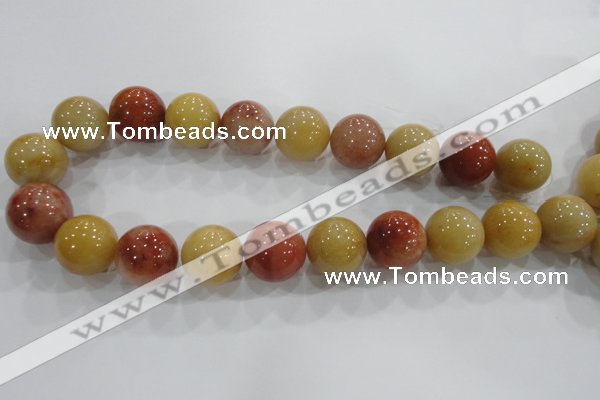 CRJ419 15.5 inches 20mm round red & yellow jade beads wholesale