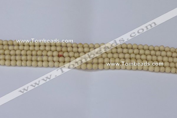 CRJ600 15.5 inches 4mm round white fossil jasper beads wholesale