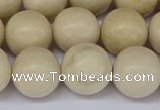 CRJ605 15.5 inches 14mm round white fossil jasper beads wholesale