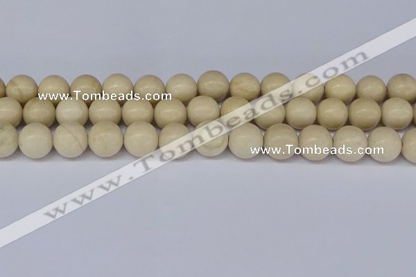 CRJ605 15.5 inches 14mm round white fossil jasper beads wholesale