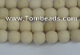 CRJ610 15.5 inches 4mm round matte white fossil jasper beads