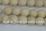 CRJ611 15.5 inches 6mm round matte white fossil jasper beads