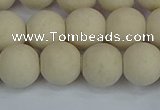 CRJ612 15.5 inches 8mm round matte white fossil jasper beads