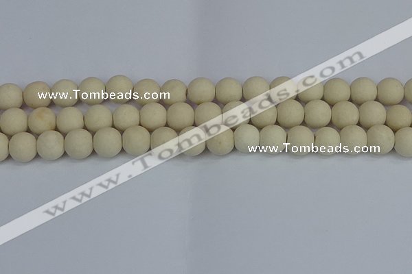 CRJ612 15.5 inches 8mm round matte white fossil jasper beads