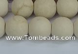 CRJ613 15.5 inches 10mm round matte white fossil jasper beads