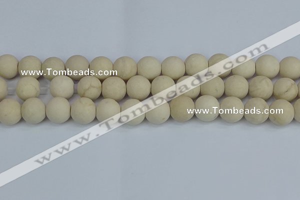 CRJ613 15.5 inches 10mm round matte white fossil jasper beads