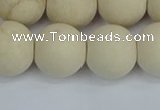 CRJ614 15.5 inches 12mm round matte white fossil jasper beads