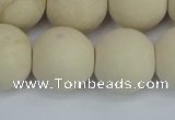 CRJ615 15.5 inches 14mm round matte white fossil jasper beads