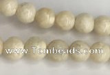 CRJ620 15.5 inches 4mmm round white fossil jasper beads wholesale