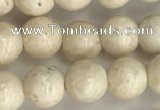 CRJ621 15.5 inches 6mm round white fossil jasper beads wholesale