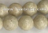 CRJ622 15.5 inches 8mm round white fossil jasper beads wholesale