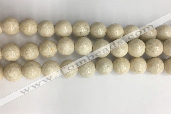 CRJ624 15.5 inches 12mm round white fossil jasper beads wholesale