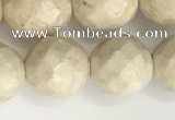 CRJ629 15.5 inches 10mm faceted round white fossil jasper beads