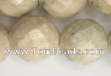 CRJ630 15.5 inches 12mm faceted round white fossil jasper beads