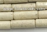 CRJ634 15.5 inches 4*13mm tube white fossil jasper beads wholeasle