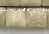 CRJ638 15.5 inches 12*12mm square white fossil jasper beads wholeasle