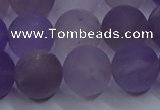 CRO1015 15.5 inches 14mm round matte amethyst gemstone beads