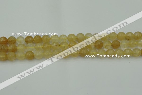 CRO1033 15.5 inches 10mm faceted round yellow watermelon quartz beads